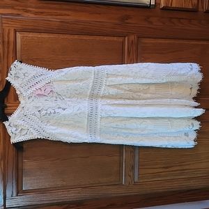 Main Strip Lace Crochet White Dress, NWT